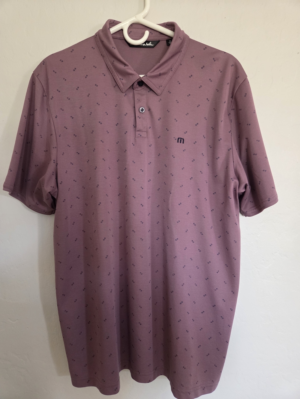 Travis Mathew Men's Dusty Mauve Polo with Micro Print